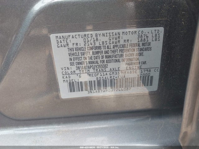 3N1AB7AP0JY266082 Nissan 2018