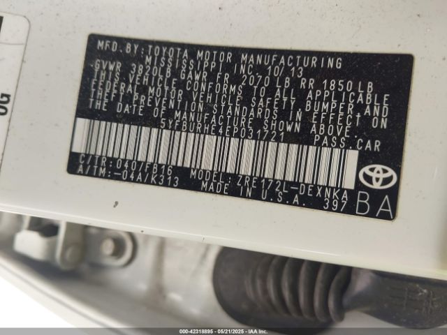 5YFBURHE4EP031721 Toyota COROLLA LE