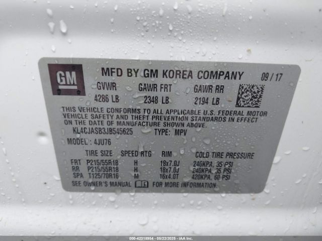 KL4CJASB3JB545625 Buick Encore Preferred