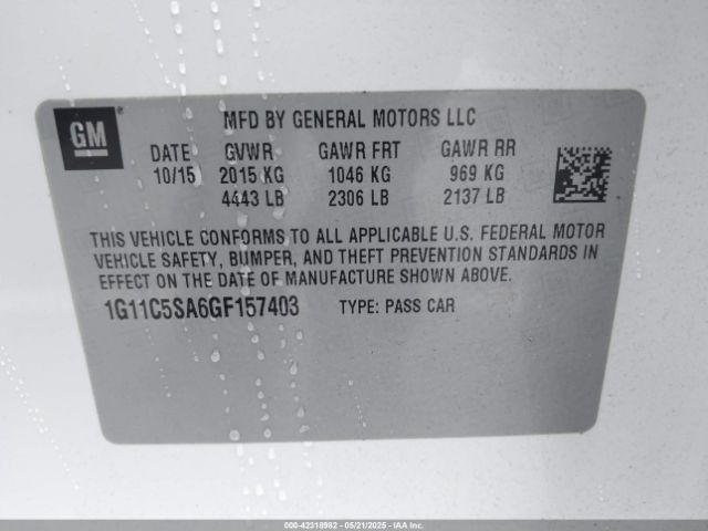 2016 CHEVROLET MALIBU LIMITED 1G11C5SA6GF157403 Photo 8