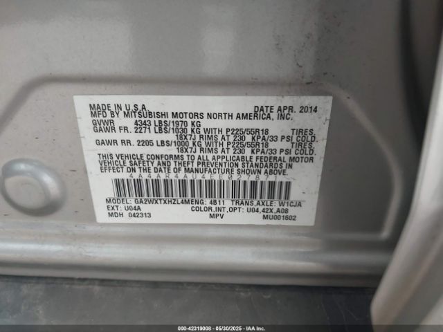 2014 MITSUBISHI OUTLANDER SPORT 4A4AR4AU4EE027871 Photo 8