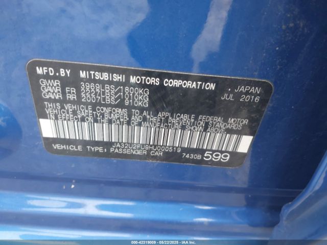 2017 MITSUBISHI LANCER JA32U2FU9HU000519 Photo 8