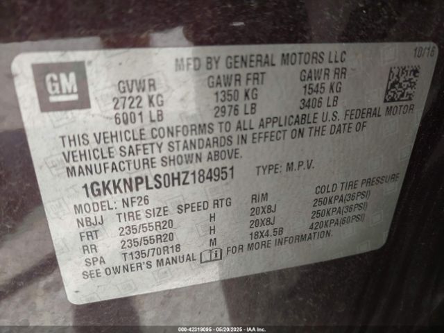 1GKKNPLS0HZ184951 GMC Acadia Denali