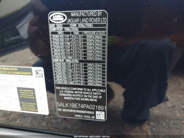 SALK1BE74PA021891 Land Rover nc10-p8h