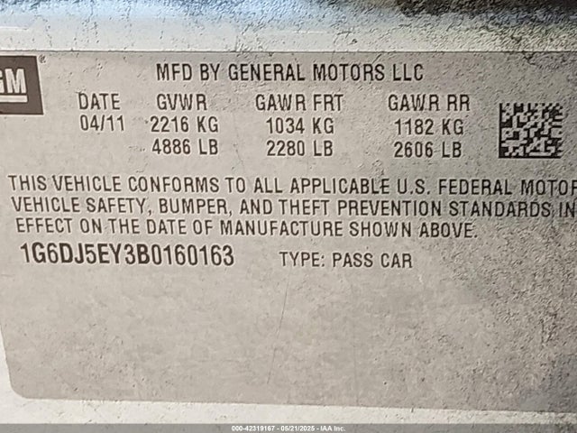 2011 CADILLAC CTS 1G6DJ5EY3B0160163 Photo 8