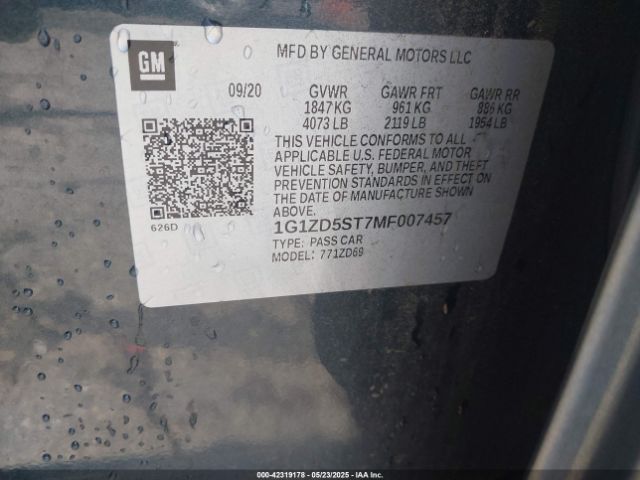 2021 CHEVROLET MALIBU 1G1ZD5ST7MF007457 Photo 8