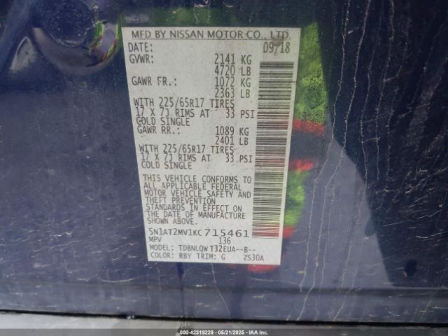 2019 NISSAN ROGUE 5N1AT2MV1KC715461 Photo 8