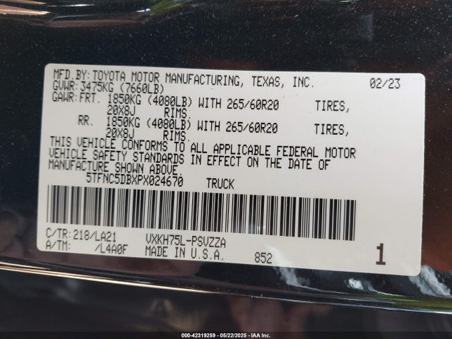 Toyota v35a-fts, 1tm 2023 5TFNC5DBXPX024670 Image 9
