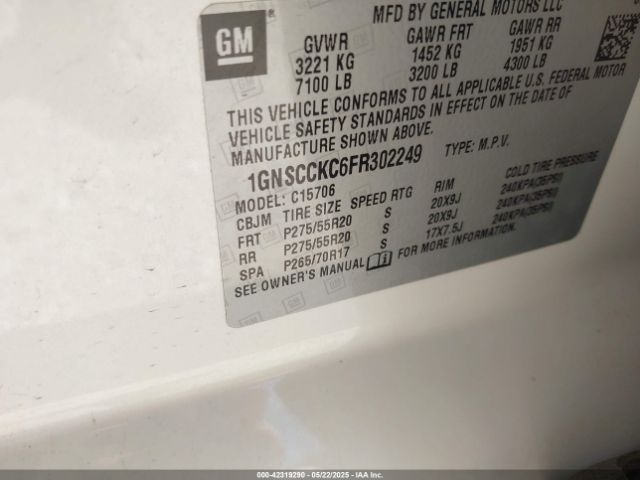 2015 CHEVROLET TAHOE 1GNSCCKC6FR302249 Photo 8
