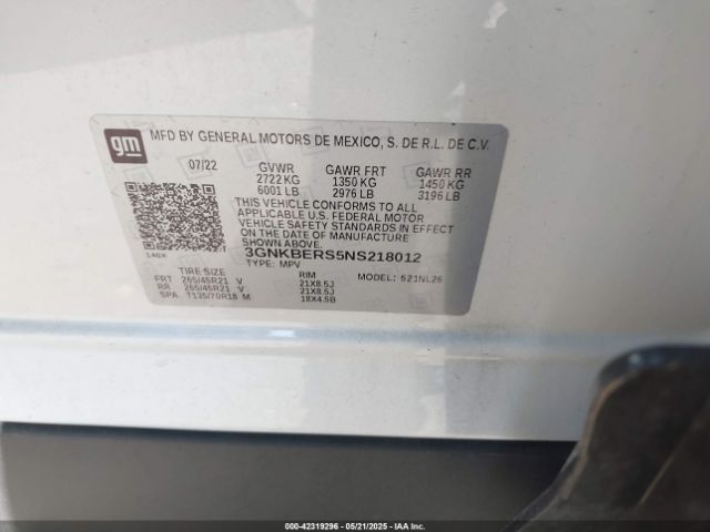 3GNKBERS5NS218012 Chevrolet Blazer Fwd Rs