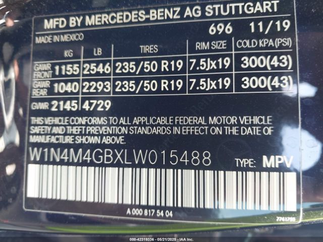 2020 MERCEDES-BENZ GLB 250 W1N4M4GBXLW015488 Photo 8