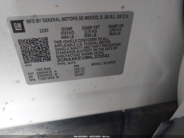 2021 CHEVROLET EQUINOX 3GNAXKEV8ML335541 Photo 8