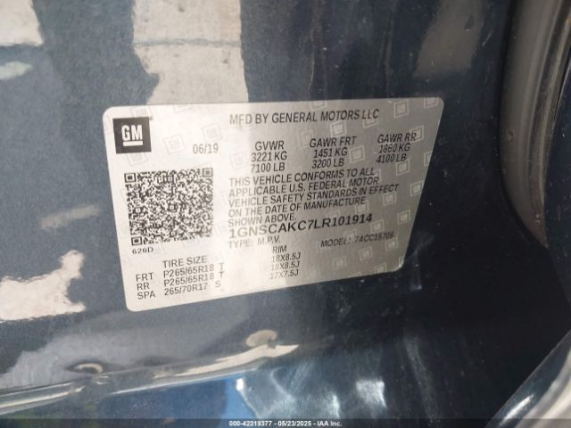 1GNSCAKC7LR101914 Chevrolet Tahoe 2wd Ls