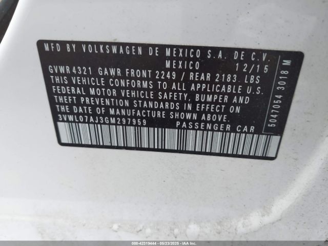 3VWL07AJ3GM297959 Volkswagen Jetta 1.8t Sel