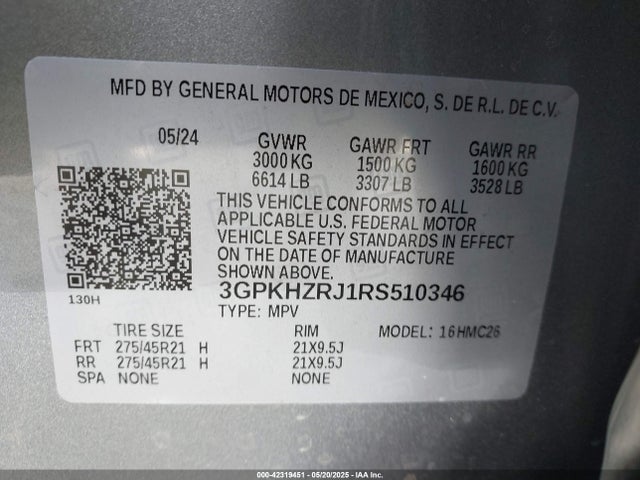 3GPKHZRJ1RS510346 Honda x0c+ec5