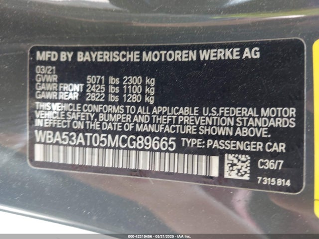 BMW M440I 2021 WBA53AT05MCG89665 Image 9
