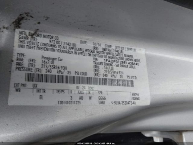 1FADP3F29EL436445 Ford FOCUS SE