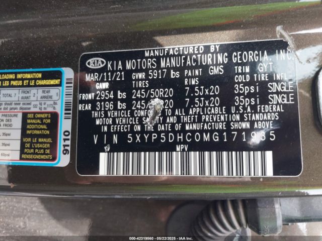 2021 KIA TELLURIDE 5XYP5DHC0MG171935 Photo 8