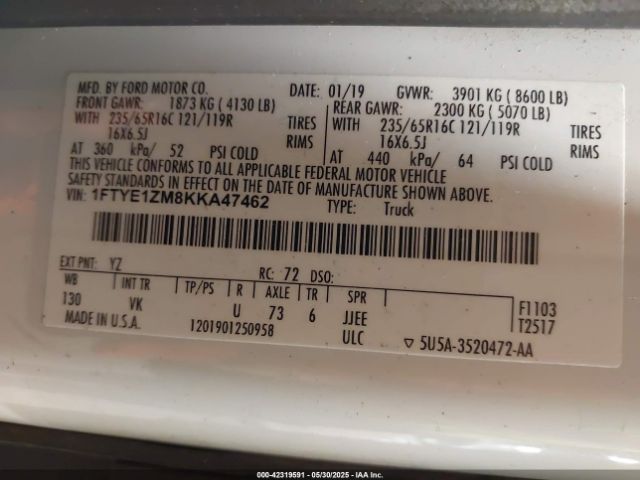 1FTYE1ZM8KKA47462 Ford Transit-150