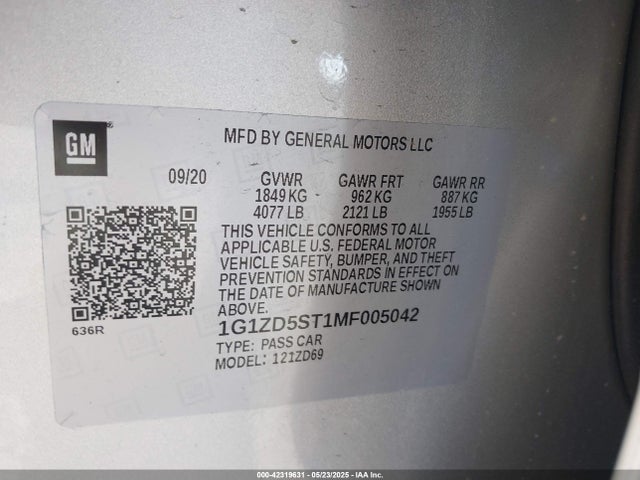 1G1ZD5ST1MF005042 Chevrolet lfv - direct injection, variable valve timing, gen 1 gmna