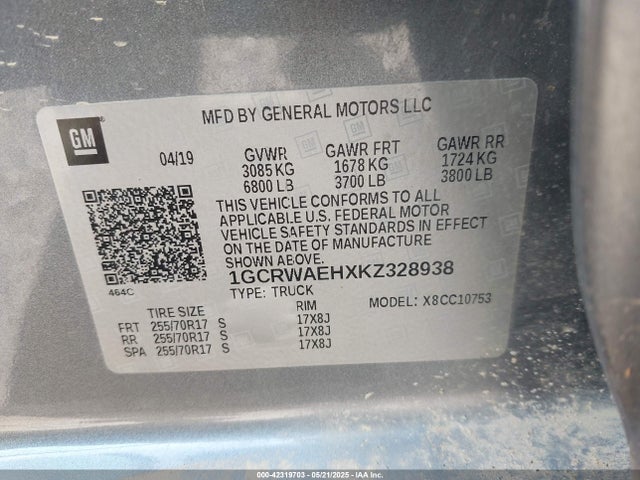 1GCRWAEHXKZ328938 Chevrolet lv3 - gen 5, sidi, vvt, e85 max, alum