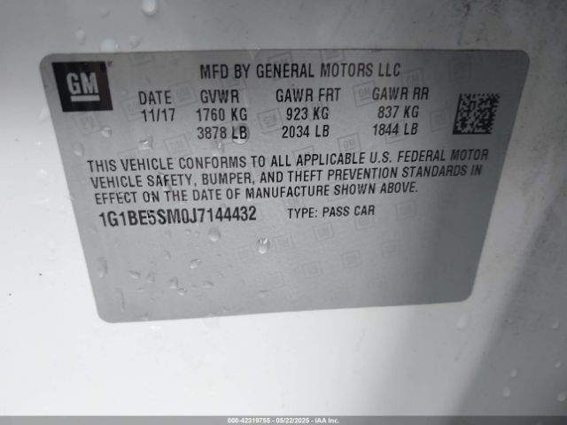1G1BE5SM0J7144432 Chevrolet Cruze Lt Auto