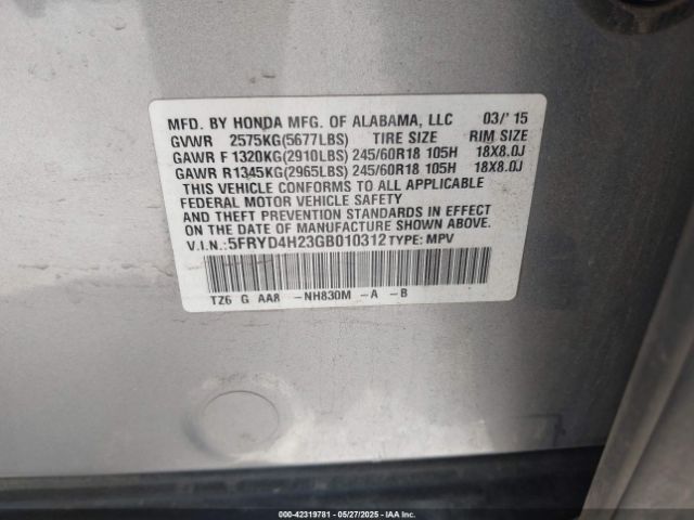 5FRYD4H23GB010312 Acura Mdx Acurawatch Plus Package