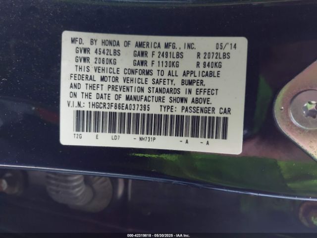 1HGCR3F86EA037395 Honda Accord Ex-l V-6
