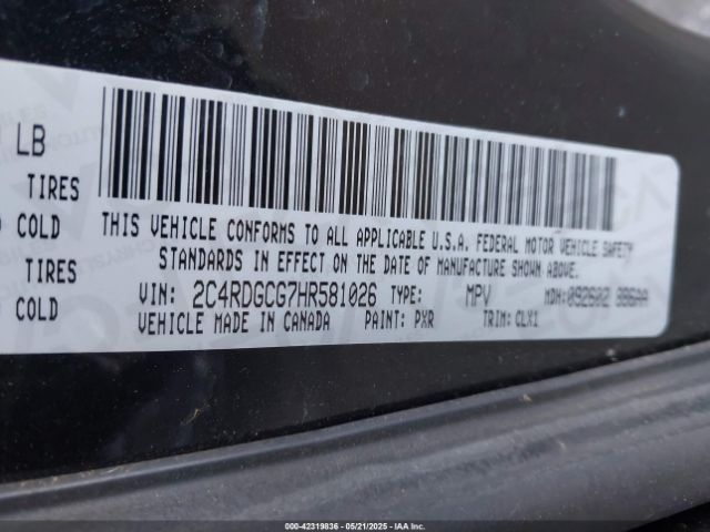2C4RDGCG7HR581026 Dodge Grand Caravan Sxt