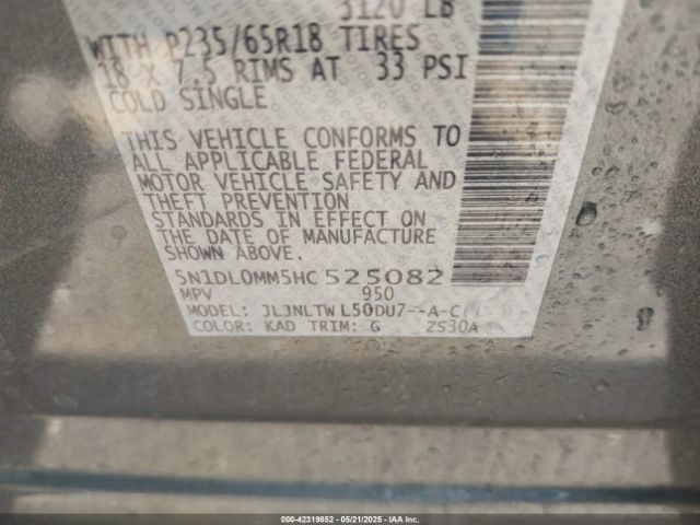 5N1DL0MM5HC525082 Infiniti QX60