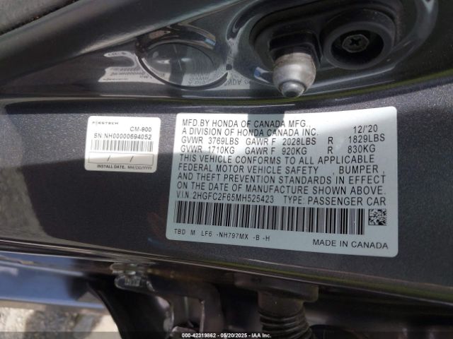 2021 HONDA CIVIC 2HGFC2F65MH525423 Photo 8