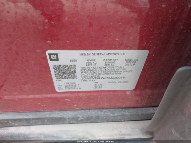 1GNEVGKW2MJ110055 Chevrolet lfy