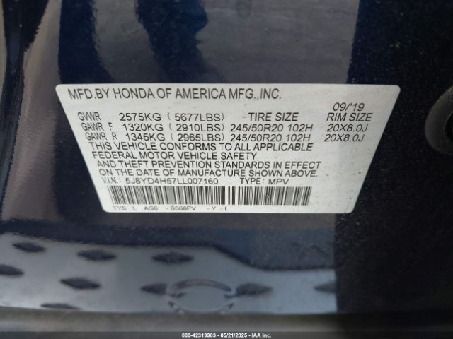 2020 ACURA MDX 5J8YD4H57LL007160 Photo 8