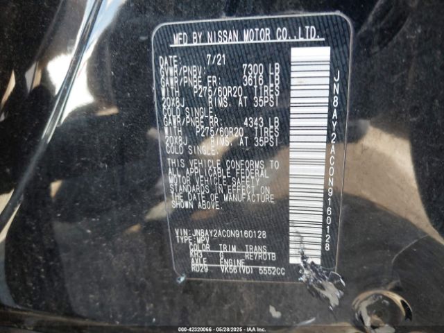 2022 NISSAN ARMADA JN8AY2AC0N9160128 Photo 8