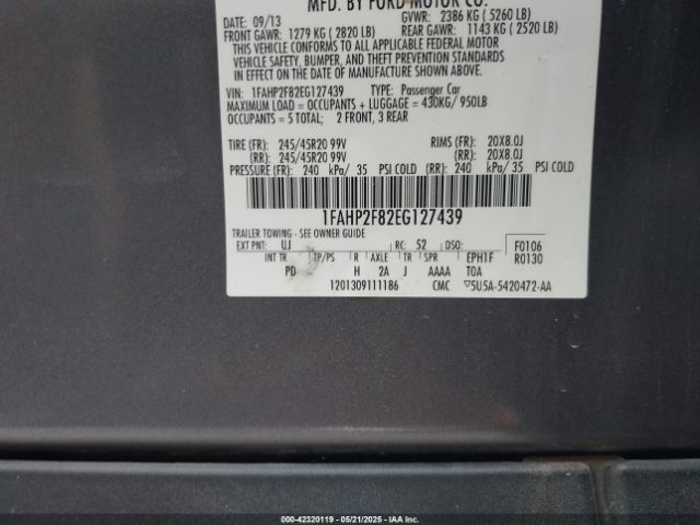 1FAHP2F82EG127439 Ford Taurus Limited