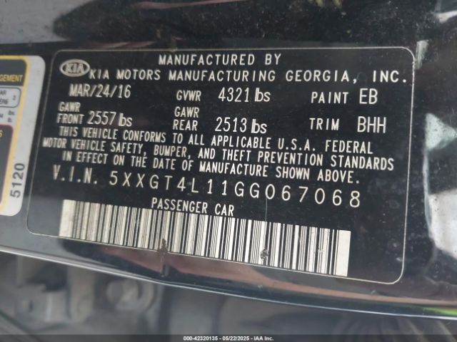5XXGT4L11GG067068 KIA Optima