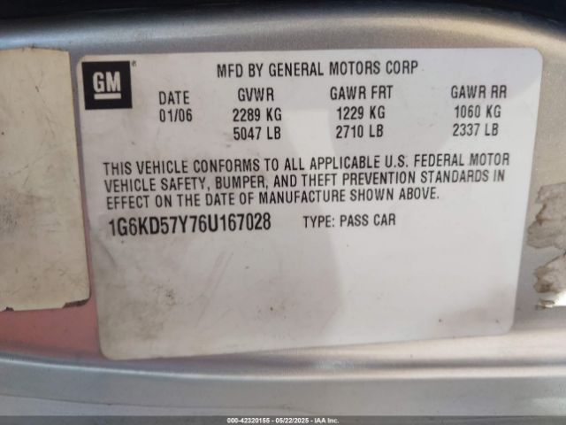 2006 CADILLAC DTS 1G6KD57Y76U167028 Photo 8