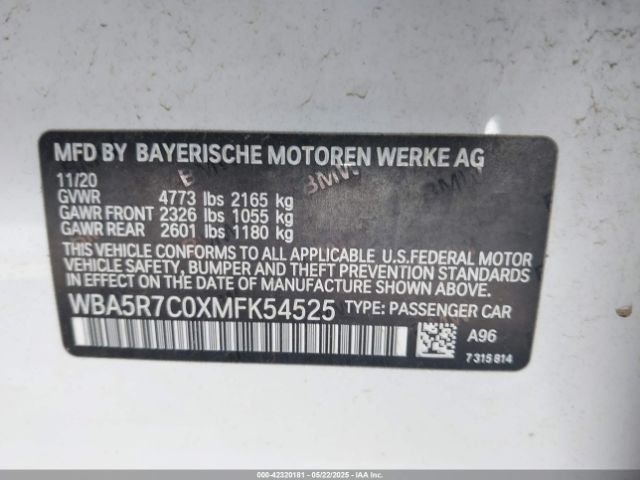 2021 BMW 330I WBA5R7C0XMFK54525 Photo 8