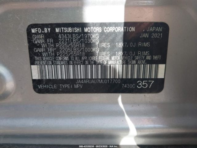 2021 MITSUBISHI OUTLANDER SPORT JA4ARUAU7MU017700 Photo 8