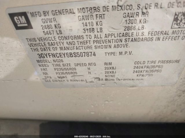 2011 CADILLAC SRX 3GYFNCEY6BS507874 Photo 8