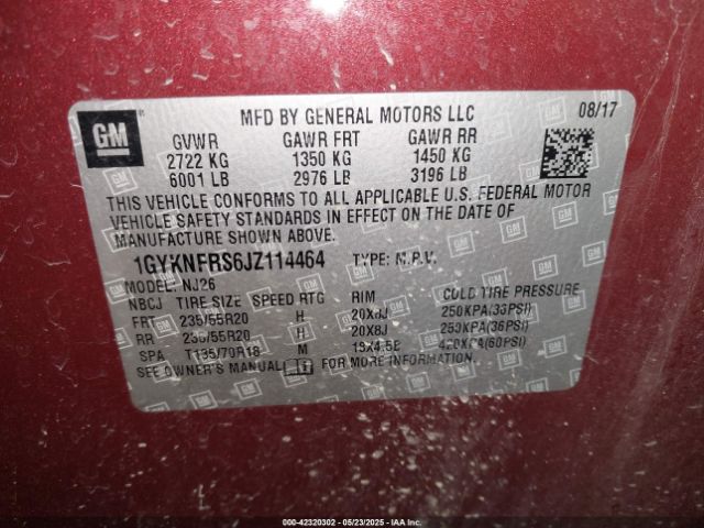 2018 CADILLAC XT5 1GYKNFRS6JZ114464 Photo 8