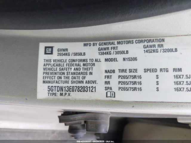 2007 HUMMER H3 SUV 5GTDN13E078203121 Photo 8
