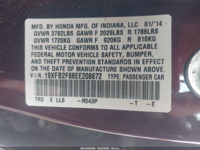 19XFB2F88EE208672 Honda r18z1