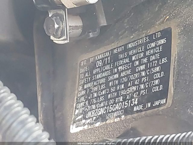 2012 KAWASAKI ZG1400 JKBZGNC15CA015134 Photo 9