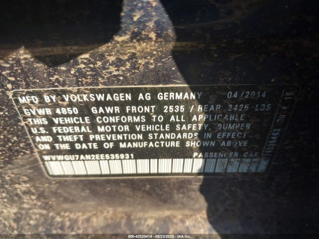 2014 VOLKSWAGEN CC WVWGU7AN2EE535931 Photo 8