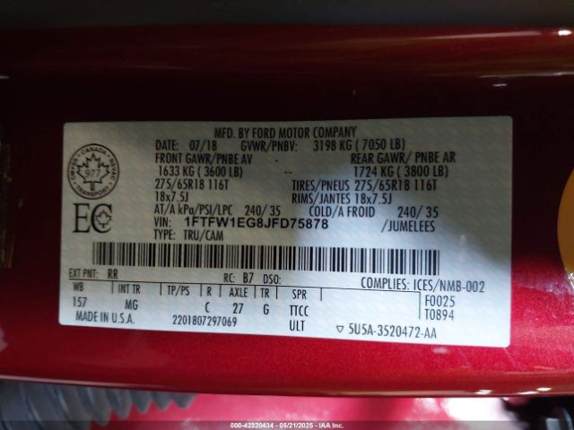 2018 FORD F-150 1FTFW1EG8JFD75878 Photo 8