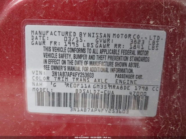3N1AB7AP4FY253603 Nissan SENTRA SV