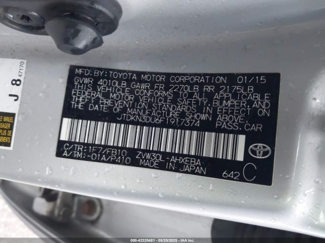 JTDKN3DU6F1917374 Toyota Prius Five/four/persona Series Special Edition/three/two
