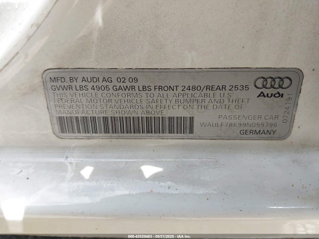 2009 AUDI A4 WAULF78K99N059796 Photo 8
