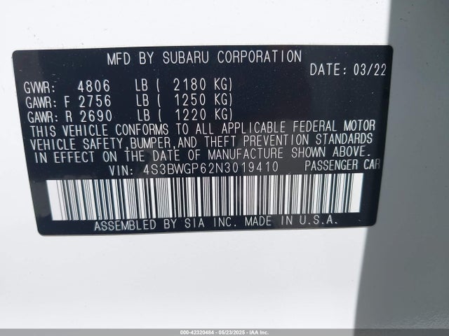 4S3BWGP62N3019410 Subaru Legacy Touring Xt